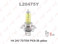 Лампа 24V H4 75/70W P43t Lynxauto Yellow 1 Шт. Картон L20475y LYNXauto арт. L20475Y
