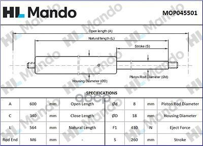Амортизатор Двери Багажника Mando арт. MOP045501