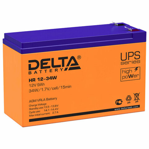 Аккумуляторная батарея для ИБП любых торговых марок 12 В 9 Ач 151х65х94 мм DELTA HR 12-34 W