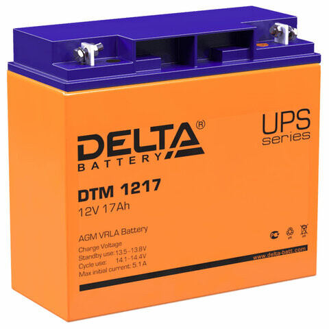 Аккумуляторная батарея для ИБП любых торговых марок 12 В 17 Ач 181х77х167 мм DELTA DTM 1217