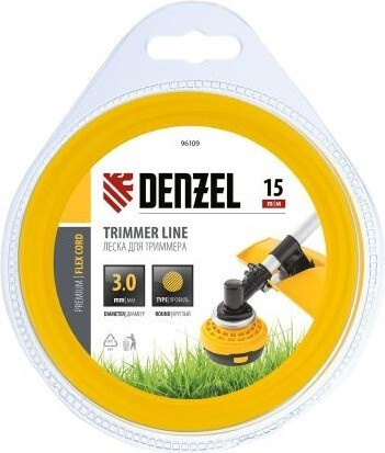 Леска триммерная Denzel FLEX CORD круглая 3 мм х15 м. [96109] DENZEL