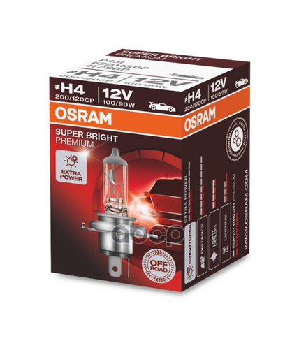 Лампа 12V H4 100/90W P43t Osram Off-Road Super Bright Premium 1 Шт. Картон 62204Sbp Osram арт. 62204SBP