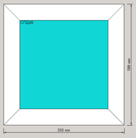 Окно ПВХ KBE 76 пятикамерное 500х500 одностворчатое глухое