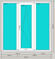 Окно ПВХ KBE 76 пятикамерное 1500х1500 трехстворчатое с поворотно-откидной створкой